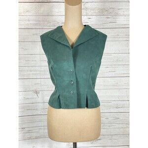Vintage 70’s Jerry Silverman Forest Green Suede Vest Women’s Size Medium